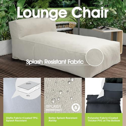 Dineli Chaise Lounge Chair Outdoor Bed Lounger Couch Sofa for Pool