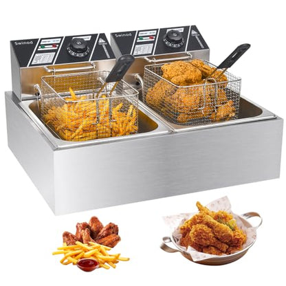 Commercial Deep Fryer with Basket, 3400W 12.7QT Electric Deep Fryers