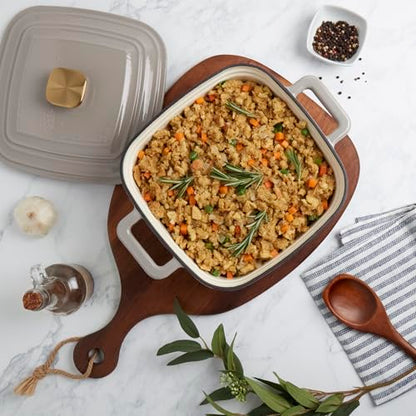 Smith & Clark 4 Quart Enameled Cast Iron Square Dutch Oven Pot with Lid, Gray