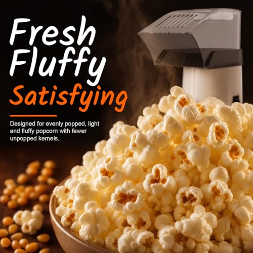 Popcorn Maker, Hot Air Popper for Healthy Oil-Free Snacks, 4.5QT Electric Popcorn Machine with Fast Popping & Easy Clean Design for Movie Nights, Family Fun, Game Night, Dorms, Kids & Home(White)