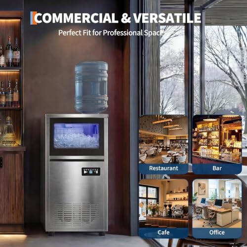 Garvee Commercial Ice Maker Machine 120lbs/24h, Dual Water Inlet Mode
