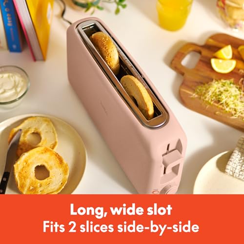 bella 2 Slice Slim Toaster, Fits-anywhere™ Kitchenware, 6 Setting Shade Control with Reheat & Cancel Buttons, Fits Sourdough, 10” Long Slot, Anti Jam & Auto Shutoff, 900 Watt, Blossom