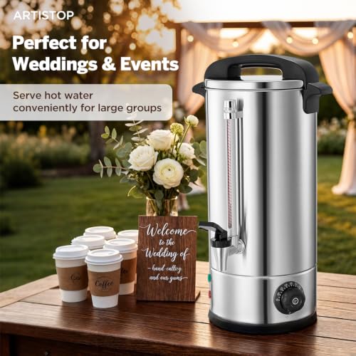 ARTISTOP 50 Cup 8L Stainless Steel Commercial Coffee Urn and Hot Water urn