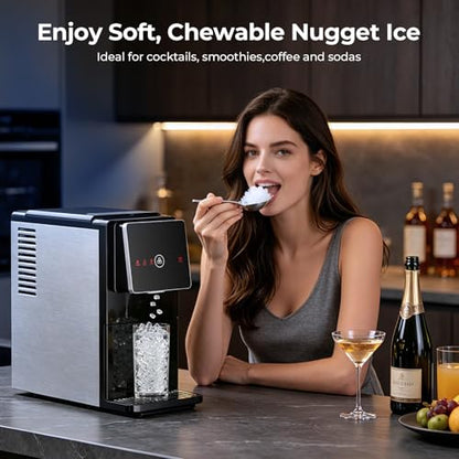 Antarctic Star Nugget Ice Maker Countertop with Self-Dispensing, 33lbs/24H
