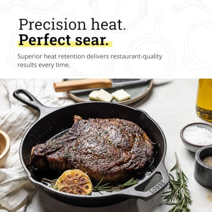 Lodge Seasoned Cast Iron Skillet Set 8, 10.25 & 12 Inches - PFAS-Free, Non-Toxic Cookware - Use with an Oven, Stove, Grill, or Campfire - Naturally Non-Stick & Oven Safe