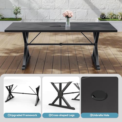 RTDTD 9 Pieces Outdoor Patio Dining Set,Patio Table and Chairs Metal Outdoor Patio Furniture Set with Umbrella Hole,Dining Table Set with 8 Swivel Chairs for Deck,Backyard and Garden,Brown