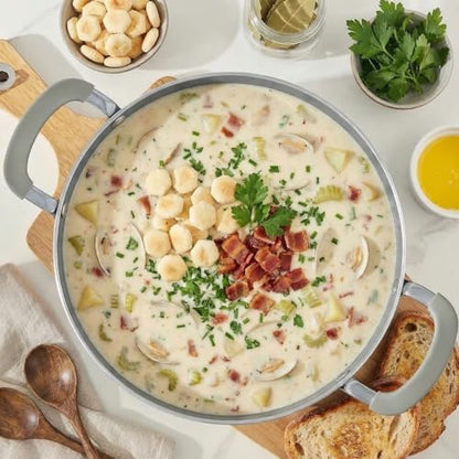 10 Quart Nonstick Stock Pot with Lid - BEZIA Ceramic Large Soup Pot, Big Pot with Silicone Handles, Easy Cleanup, Compatible with All Cooktops, Perfect for Roasts, Large Batches & Holiday Cooking
