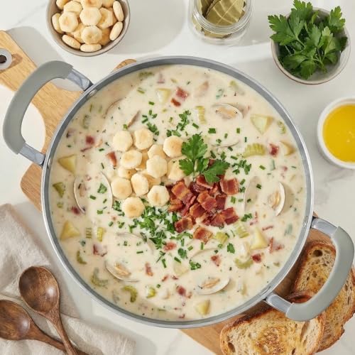 6 Quart Nonstick Stock Pot with Lid - BEZIA Ceramic Soup Pot for Small Families, Induction Cooking Pot with Stay-Cool Silicone Handles, Easy Cleanup, Perfect for Side Dishes, Daily Meals & Camping