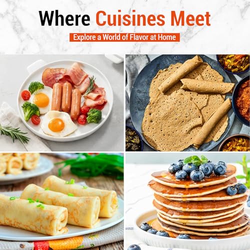 Mangoct 18.5” Electric Injera Maker, Mitad for Ethiopian Injera, Pancake Teff Maker, Electric Griddle with Lid, Non-Stick Surface, Easy to Clean, Adjustable Mechanical Knob Control, Even Heating