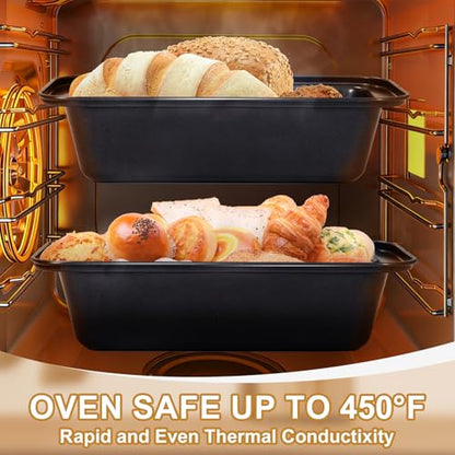 tchrules Bread Pan Set, Non-Stick 9×5 Loaf Pans for Baking Homemade Bread, Sourdough, Brownies, Cake, Carbon Steel, Rectangle Baking Pans (Grey)