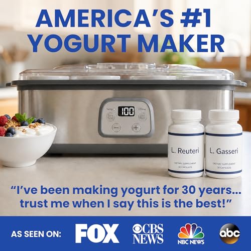 Ultimate Probiotic Yogurt Maker with Adjustable Time & Temperature Control, Make Trillions of Probiotics for Better Gut Health, Two 1-Quart Containers for Larger Batches, UNLIMITED LIFETIME WARRANTY