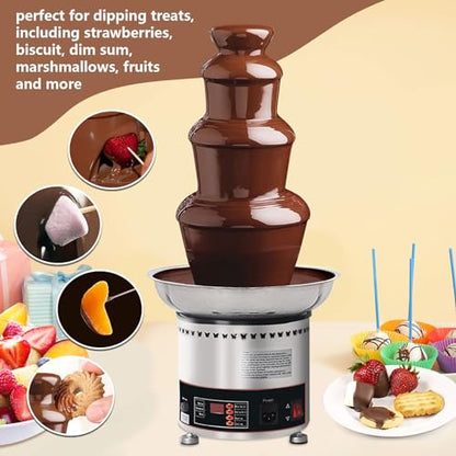 Commercial Chocolate Fountain Machine, Chocolate Fountains for Parties Weddings and Parties 4 Tier Chocolate Fountain Machine for Melts Cheese, Queso, Candy and Liqueur