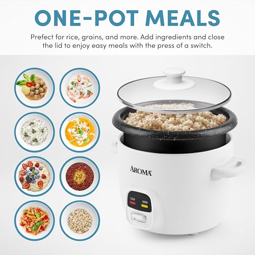 AROMA® 6-Cup (Cooked) / 1.5Qt. Bonded Granite® Rice & Grain Cooker, ARC-863NG