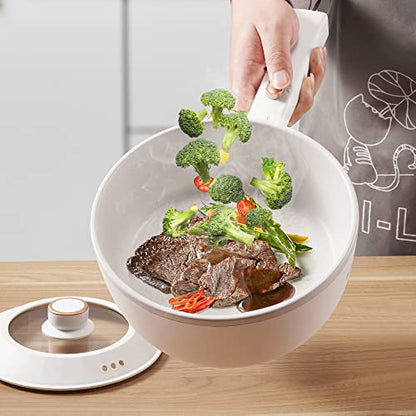 Bear Hot Pot Electric, 2L Multifunctional Portable Cooking Pot, 1000W Rapid Noodles Electric, Non-Stick Frying Pans for Steak, Egg, Ramen, Oatmeal With Dual Power Adjustment