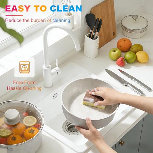 23-Piece Pots and Pans Set,Kitchen Nonstick Cookware Sets, White Granite Induction Cookware Nonstick Cooking Set with Frying Pans & Saucepans