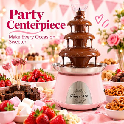 WEDFHJKO 4 Tier Chocolate Fondue, Electric Chocolate Fountain Machine