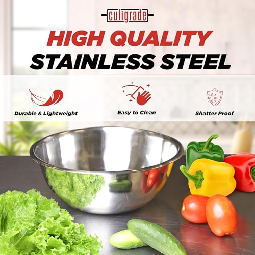 Culigrade Stainless Steel Mixing Bowls Set – 6-Piece Nesting Metal Mixing Bowls (0.75–8 Qt) – Durable, Rust-Resistant, Easy to Clean – for Baking, Cooking, Meal Prep & Serving