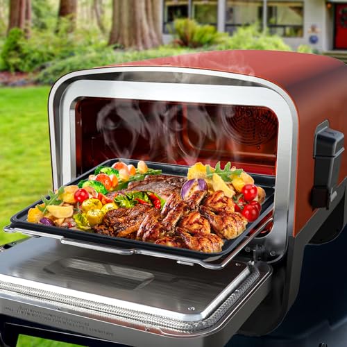 12 inch Pizza Stone with Rack for Oven and Grill Baking, Baking Stone Set for Ninja OO101 8 In 1 Outdoor Pizza Oven, Fits Ninja Woodfire OO100 Series Outdoor Oven, for Ninja Pizza Oven Accessories