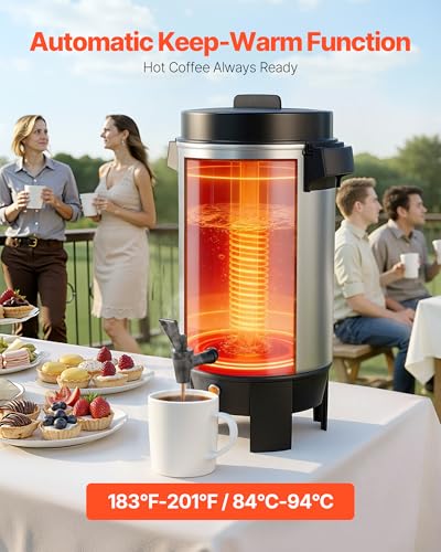 VEVOR Commercial Coffee Urn, 40 Cups, 6.3 qt 1090W Hot Beverage Dispenser