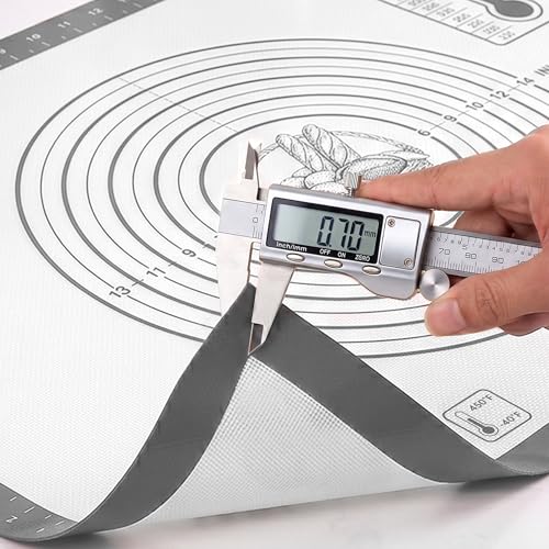 XL Silicone Pastry Mat for Baking Extra Large 28x20 - Non-Stick Non-Slip Rolling Mat for Dough with Measurements - Bread, Pizza, Pie Crust, Cookies, Fondant - Oven Safe, Dishwasher Safe (Grey)