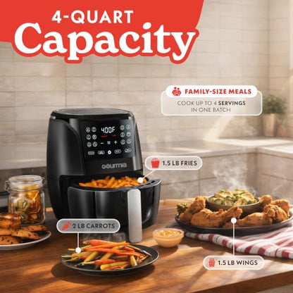 Gourmia Air Fryer - 4 Qt Basket Capacity, 12 Cooking Presets, Black