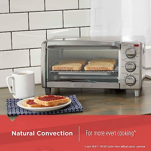 BLACK+DECKER 4-Slice Toaster Oven with Natural Convection, Stainless Steel, TO1760SS (TO1760SST-1)