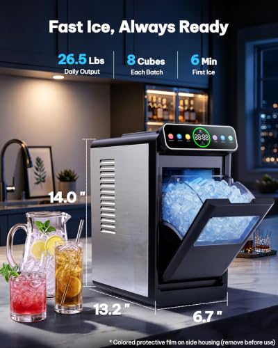 Silonn Countertop Ice Maker with Smart Touchscreen, Ambient Light & Timer