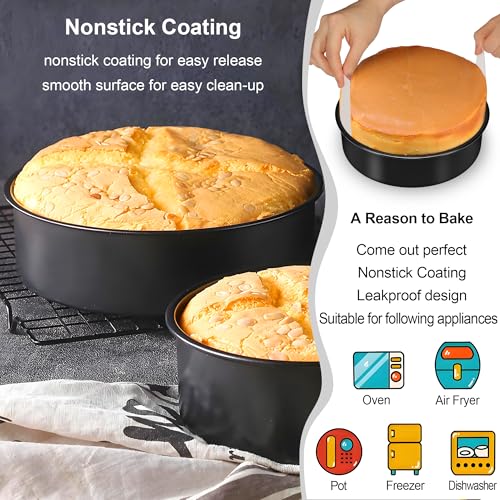 AWTBDP 6 Inch Cake Pans Set of 3, Smash Cake Pans with 100PCS Parchment Paper for Layer Cakes, No-Stick Round Cake Pan Sets for Baking, Durable Baking Pan Set for Christmas Birthday, Dishwasher Safe