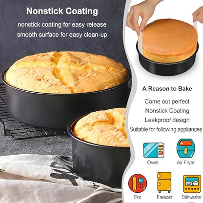 AWTBDP 6 Inch Cake Pans Set of 3, Smash Cake Pans with 100PCS Parchment Paper for Layer Cakes, No-Stick Round Cake Pan Sets for Baking, Durable Baking Pan Set for Christmas Birthday, Dishwasher Safe