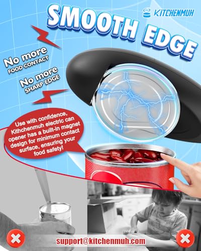 One Touch Electric Can Opener Fits All Can Sizes for Seniors with Arthritis, Battery Operated Can Opener with Smooth Edge, Food Safe Kitchen Gadgets Automatic Can Opener for Kitchen