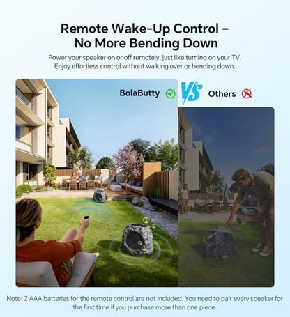 Upgraded Outdoor Rock Speaker 60W Deep Bass Multi-Sync up to 100Pcs, Remote Control, IPX7 Waterproof Solar-Powered Bluetooth Speaker Perfect for Pool, Garden, Patio, Ideal for Music Lovers - 2 Packs