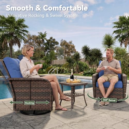 Aoxun 7-Piece Wicker Rattan Patio Furniture Set with 44" Fire Pit Table