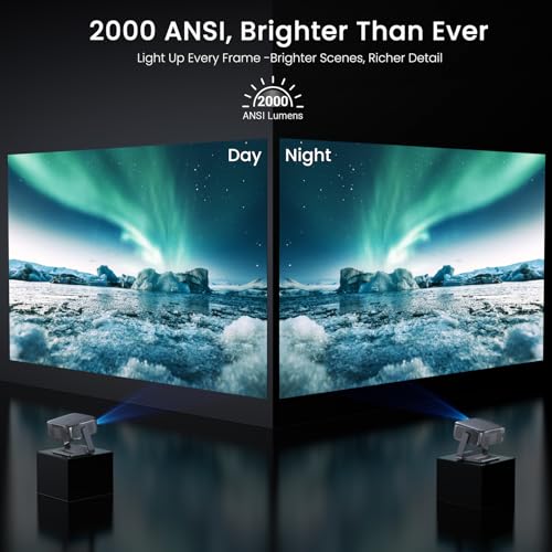 2000 ANSI Official Licensed Google TV Outdoor Projector 4K Decoding, Smart Projector with Wifi and Bluetooth, Auto Focus, Dolby Sound, Built-in Apps, HAPPRUN Indoor Home Theater with 270° Stand