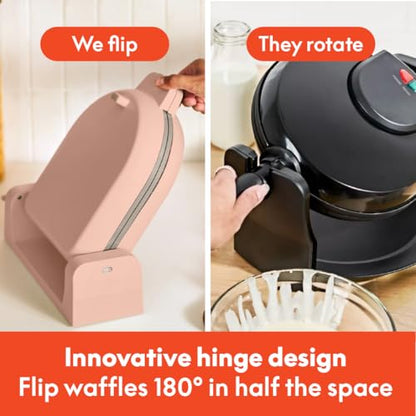 bella Fits-Anywhere™ Flip-n-Store Non-Toxic Belgian Waffle Maker, Blossom