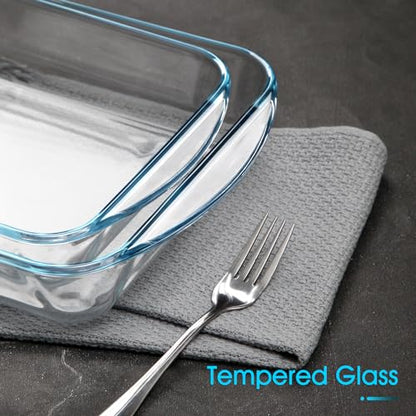 NUTRIUPS 2.6 Quart Glass Baking Dish, 9x13x2.2''(Handles Included), Rectangular Baking Dishes for Oven, Tempered Glass Casserole Dish
