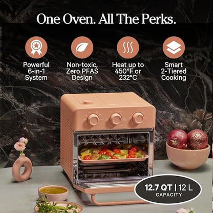 Our Place Wonder Oven | 6-in-1 Stainless Steel Air Fryer Toaster Oven Combo with Basket, Rack, Pan & Tray | Compact 13 QT Countertop Capacity - Toast, Roast, Bake, Reheat, Broil & Steam | Spice