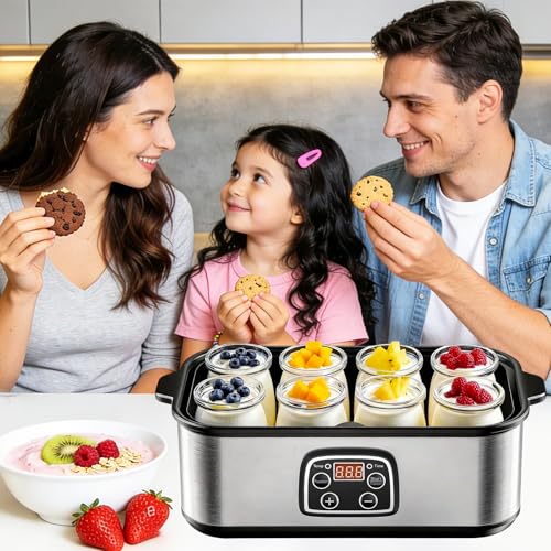 Yogurt Maker with Adjustable Temperature & Time Control,Digital Yogurt Maker Machine with 8×6oz Glass Jars,Make Trillions of Live Probiotics & Wellness Gifts for Men & Women