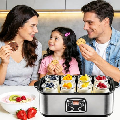 Yogurt Maker with Adjustable Temperature & Time Control,Digital Yogurt Maker Machine with 8×6oz Glass Jars,Make Trillions of Live Probiotics & Wellness Gifts for Men & Women