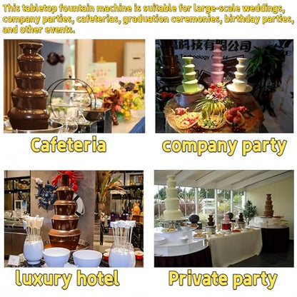 TIANGUOHE 4 Tier Chocolate Fountain Machine, 110V Electric Digital Chocolate Fountain Melting Machine for Parties - Chocolate Candy Butter Cheese