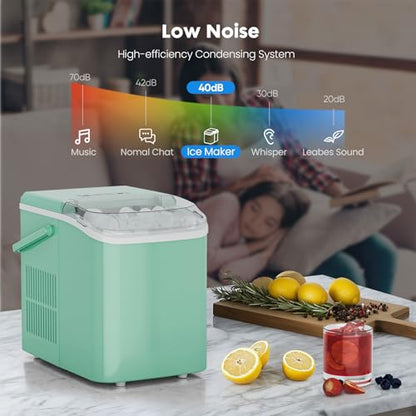 OLIXIS Ice Maker Machine with Handle,26lbs in 24 Hours, Portable Ice Maker