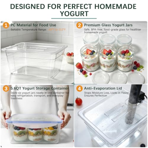 CATTLEMAN Sous Vide Cooker Yogurt Maker Kit with 8QT Container & Lid, 1000W
