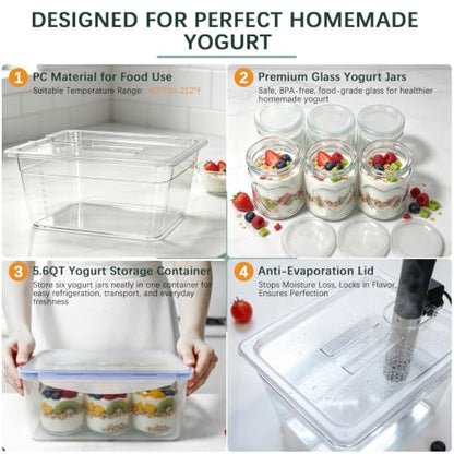 CATTLEMAN Sous Vide Cooker Yogurt Maker Kit with 8QT Container & Lid, 1000W