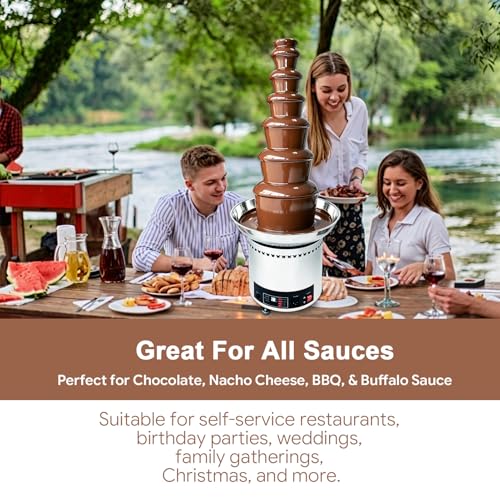 Commercial Chocolate Fountain Machine, Chocolate Fountains for Parties Weddings and Parties 4 Tier Chocolate Fountain Machine for Melts Cheese, Queso, Candy and Liqueur (7 Tier)