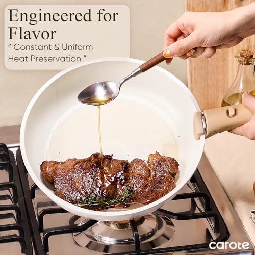 CAROTE 19pcs Pots and Pans Non Stick, Cookware Sets Detachable Handle, Induction Kitchen Pots and Pans,NonStick Cooking Set, Oven/Dishwasher/Fridge Safe, Space Saving
