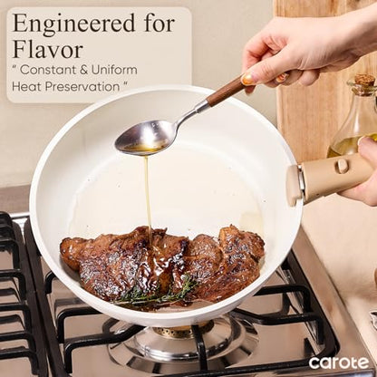 CAROTE 19pcs Pots and Pans Non Stick, Cookware Sets Detachable Handle, Induction Kitchen Pots and Pans,NonStick Cooking Set, Oven/Dishwasher/Fridge Safe, Space Saving