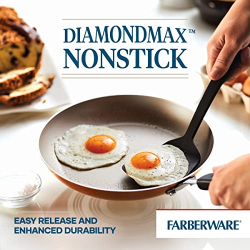 Farberware Cookstart Aluminum DiamondMax Nonstick Cookware Set, Kitchen Essentials, 15-Piece, Copper