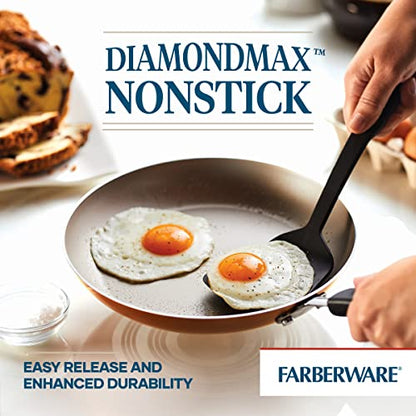Farberware Cookstart Aluminum DiamondMax Nonstick Cookware Set, Kitchen Essentials, 15-Piece, Copper