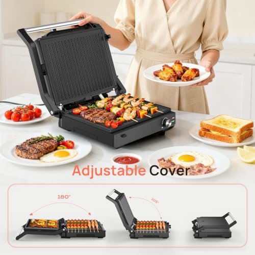 Svuineek Electric Indoor Grill, 14'', Panini Press and Grill, 1600W