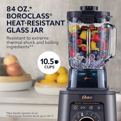 Titan Performance Blender for Smoothies, Salsa, and Soups, 84oz Glass Jar, 4 iBlend Preset Functions, 5 Manual Speeds, 2200-Watts, Reversible Motor Technology, Self-Cleaning Appliance