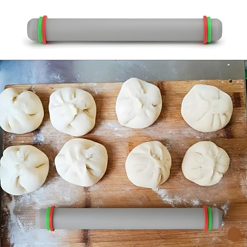 2 Pcs Adjustable Rolling Pin with Removable Rings, Non-Stick Fondant & Dough Rolling Pins, 9 Inch Baking Rolling Pins for Cookies, Pastry, Pizza & Fondant